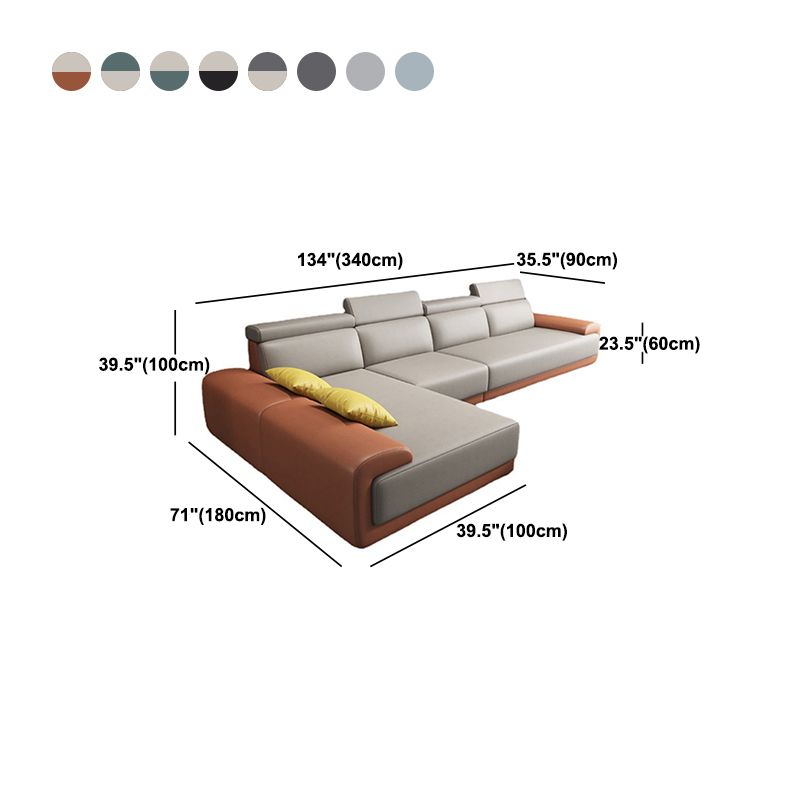 Modern Sectional with Adjustable Head Pillow and Pillow Top Arm Clearhalo 'furn' 'furn_sectionals' 'Furniture' 'Living Room Furniture' 'Sectionals' 1200x1200_b995eb59-b71b-4ee5-9bce-5506d8b5dffb