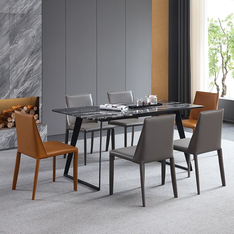 Glam Dining Room Armless Chairs Faux Leather Metal Base Dining Chairs Clearhalo 'Dining Chairs' 'Dining Tables & Seating' 'dining_chair' 'furn' 'furn_dining_chair' 'Furniture' 'furniture_dining_chair' 'Kitchen & Dining Furniture' 1200x1200_b9967830-affc-4658-9693-3c74f89b4155