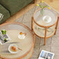 Tropical Coffee Table Glass Top Round Coffee Cocktail Table with Storage