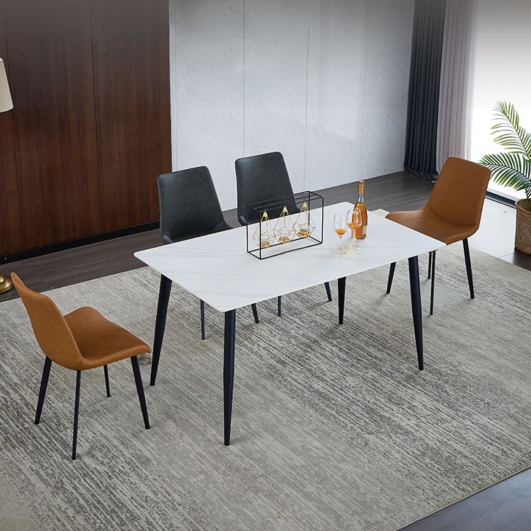 Contemporary White Standard Dining Table Sintered Stone Rectangle Shape Dining Table for Kitchen Clearhalo ' dining_table' 'Dining Tables & Seating' 'Dining Tables' 'furn' 'furn_dining_table' 'Furniture' 'furniture_dining_table' 'Kitchen & Dining Furniture' 'kitchen&dining_furn' 'kitchen' 'kitchen_dining_table' 1200x1200_b99875da-bd83-43da-a788-eebadfe915bd