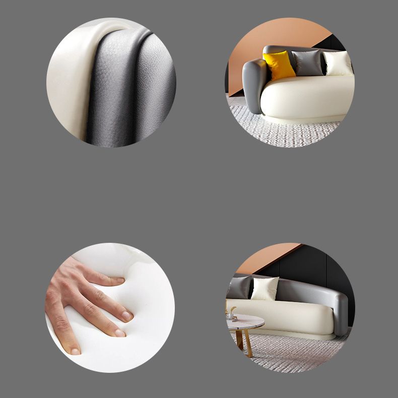 Gray Faux Leather Square Arm Sofa Contemporary Sofa for Living Room