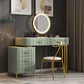 Glam Bedroom 5-Drawers Marble Metal Straight Feet Make-up Vanity