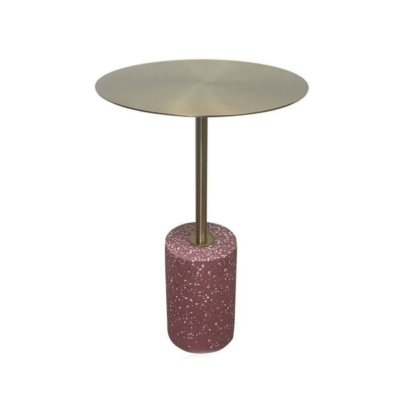 Round Pedestal Side Table Contemporary Mental Top End Table for Living Room Clearhalo 'Coffee & Accent Tables' 'End & Side Tables' 'end_side_table' 'end_side_tables' 'furn' 'furn_end_side_tables' 'Furniture' 'furniture_end_side_table' 'Living Room Furniture' 1200x1200_b99925e1-8534-42bc-90f7-8495c2ae35b7