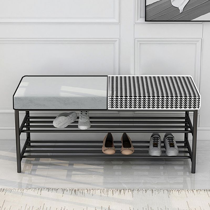 Rectangle Shoe Storage Entryway Bench Cushioned Modern Metal Seating Bench Clearhalo 'Benches' 'Chairs & Seating' 'furn' 'furn_benches' 'Furniture' 'Living Room Furniture' 1200x1200_b9995e45-3548-43e2-8d88-0c9a6028103e