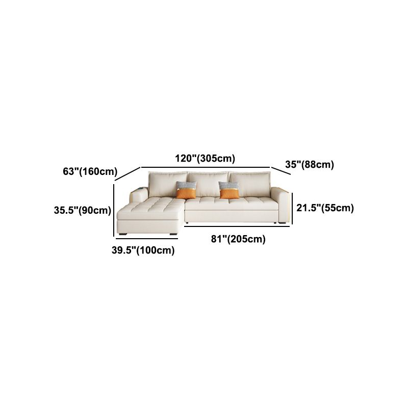 White Modern Sofa Bed with Storage USB Charging Convertible Sectional Clearhalo 'furn' 'furn_sectionals' 'Furniture' 'Living Room Furniture' 'Sectionals' 1200x1200_b999988e-adb9-4f87-9adb-4eecccfe80aa