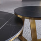 Black Round Slate Coffee Table Luxurious Steel Frame Cocktail Table
