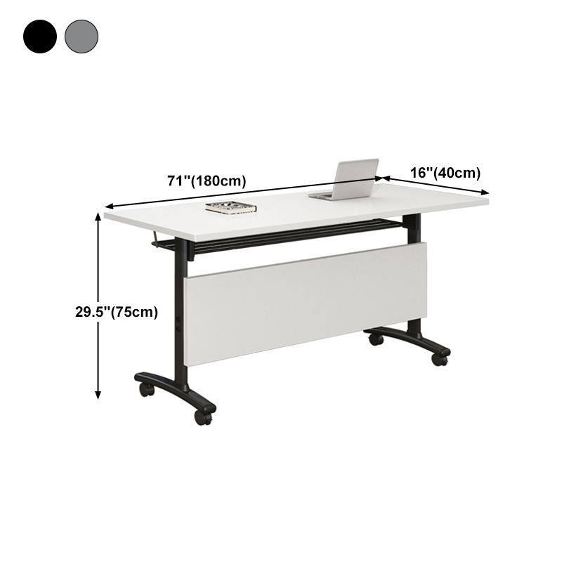 Rectangular Writing Desk Metal Base with Caster Wheel Desk for Office Clearhalo 'Furniture' 'furniture_office_desk' 'Office Desks' 'Office Furniture' 'office_desk' 1200x1200_b99cabfe-626e-4805-a961-c7c7b042e0bb