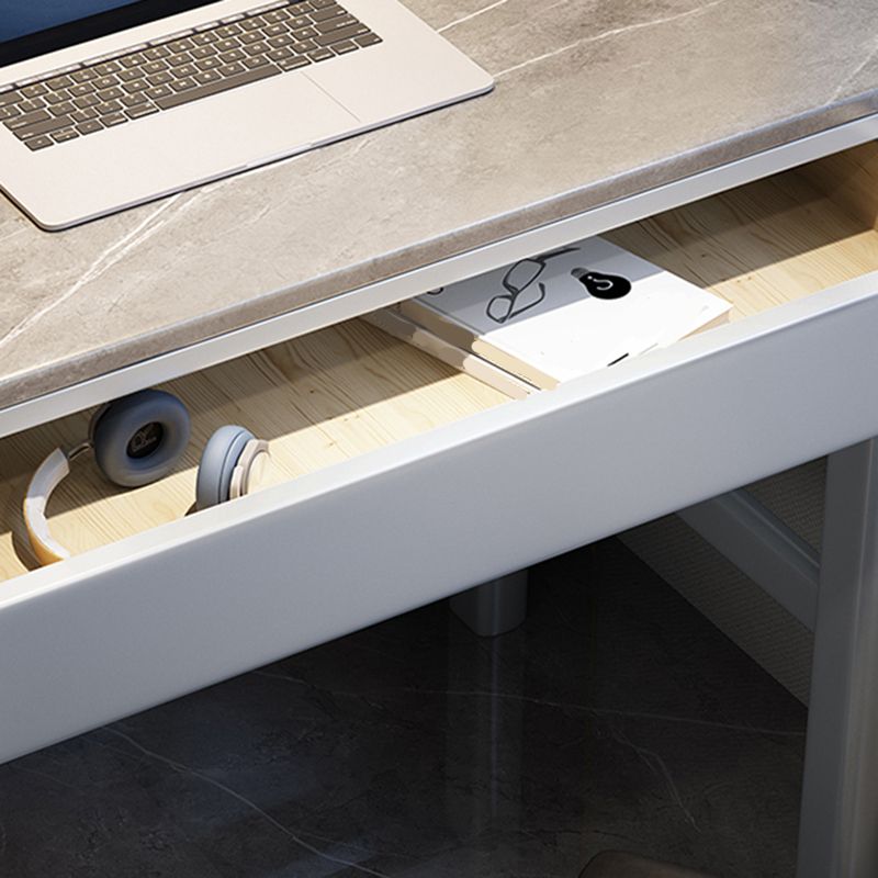 1 Drawer Writing Desk Rectangular Shaped Task Desk in Grey/Black for Home Clearhalo 'furn' 'furn_office_desk' 'Furniture' 'Office Desks' 'Office Furniture' 'office_desk' 1200x1200_b99e3857-bad6-46d0-8a08-70f470e5608e