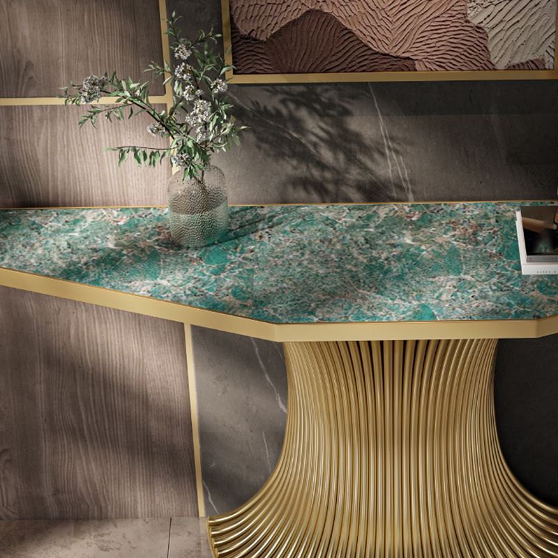 Glam Green Console Accent Table with Stainless Steel Bracket for Hall
