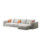 Simple Light-grey Sofa/Sectional with Faux Leather and Pillowed Back Cushions Clearhalo 'furn' 'furn_sectionals' 'Furniture' 'furniture_sectionals' 'kitchen' 'kitchen_sectionals' 'Living Room Furniture' 'Sectionals' 1200x1200_b9a144eb-5b8c-4228-8767-8ce421398bec