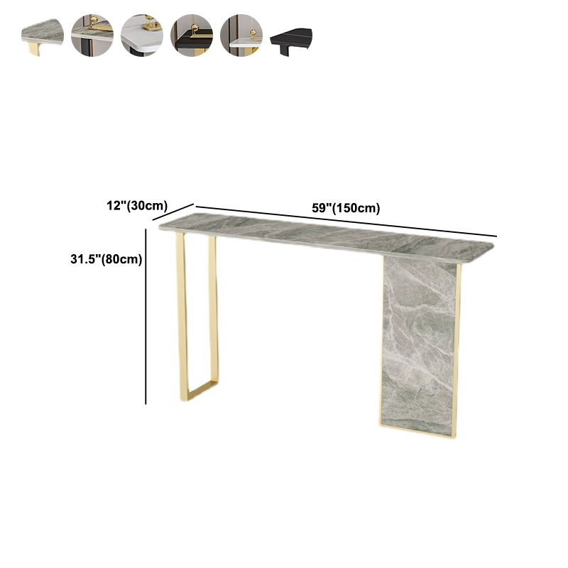 Tavolo di accento di base di ferro con top di pietra rettangolo per console Hall