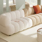 Sewn Pillow Back Standard Sofa Tuxedo Arm Seating in White and Khaki