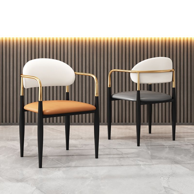 Metal Industrial Side Chair Metallic Finish Open Back Dining Arm Chair Clearhalo 'Dining Chairs' 'Dining Tables & Seating' 'dining_chair' 'furn' 'furn_dining_chair' 'Furniture' 'Kitchen & Dining Furniture' 1200x1200_b9a64fd3-6fde-4995-83ef-dff14b7deb01