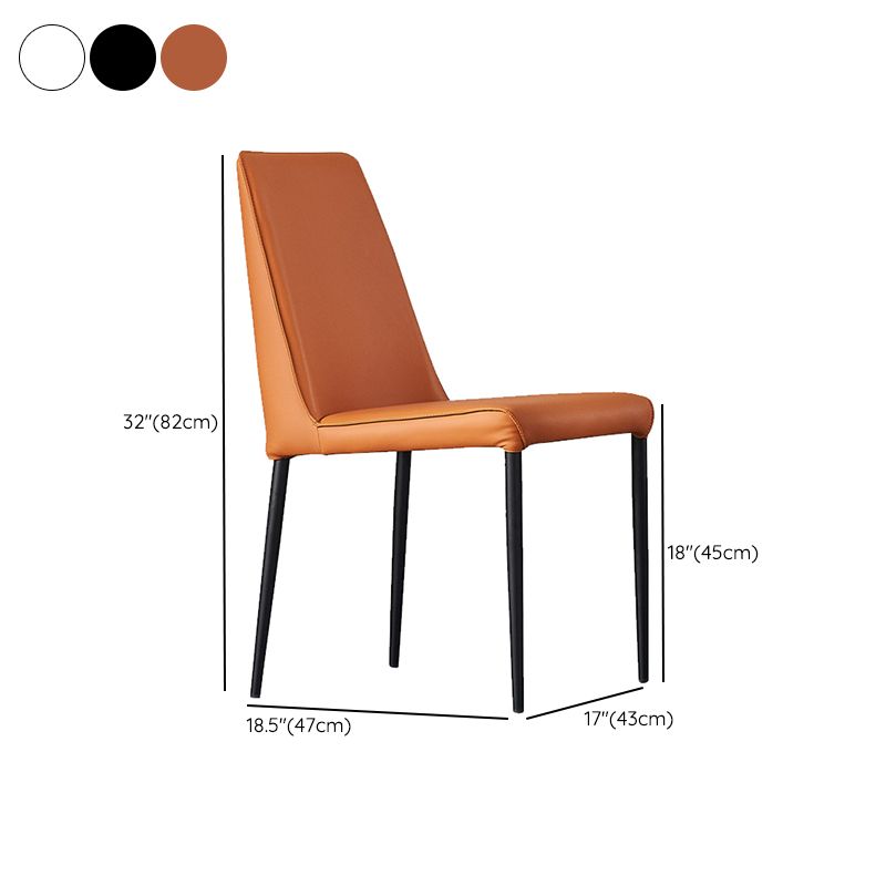 Industrial Style Side Chair Faux Leather Side Dining Chair with Metal Frame