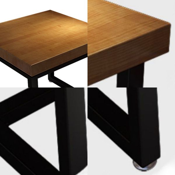 Table à manger en bois massif table à manger carrée industrielle avec cadre noir