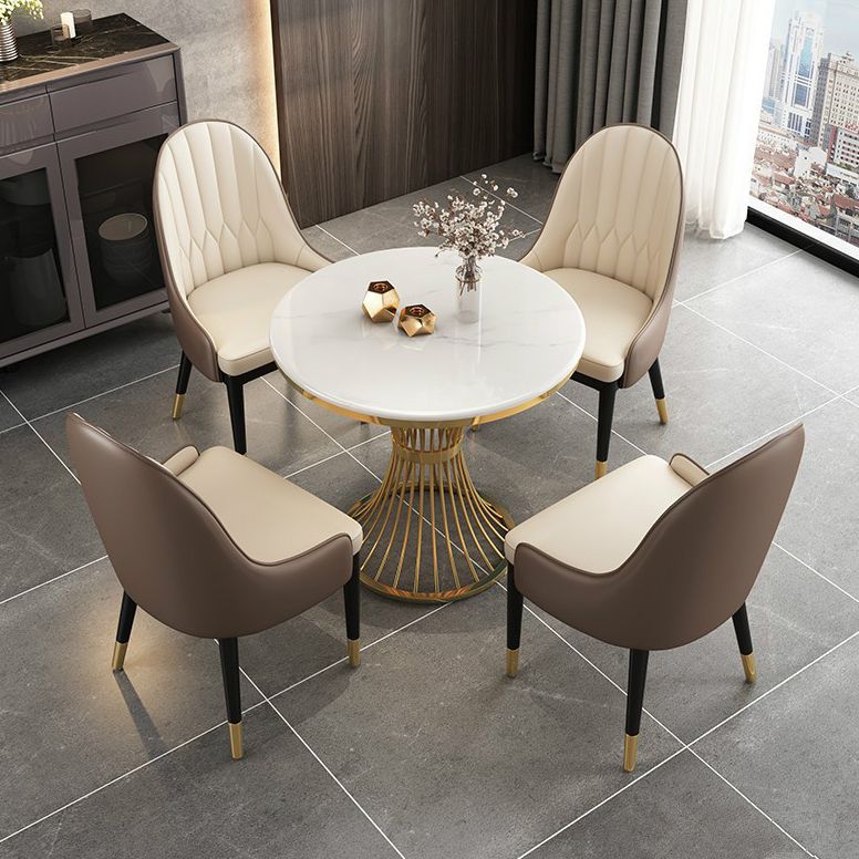 Scandinavian Sintered Stone Dining Room Set Standard Height with Gold Base Dining Furniture Clearhalo 'Dining Room Sets' 'Dining Tables & Seating' 'dining_room_set' 'furn' 'furn_dining_room_set' 'Furniture' 'furniture_dining_room_set' 'Kitchen & Dining Furniture' 'kitchen&dining_furn' 'kitchen' 1200x1200_b9aaf659-0ae4-40e0-9943-b7586fbc979c