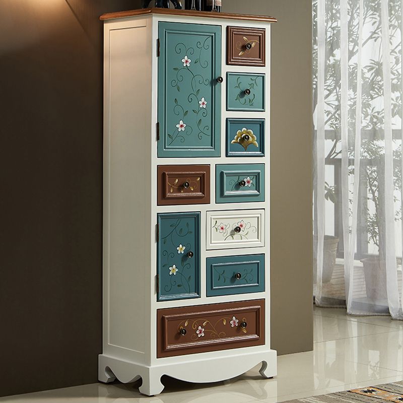 8つの引き出しと2つのドアを備えた産業アクセントキャビネット