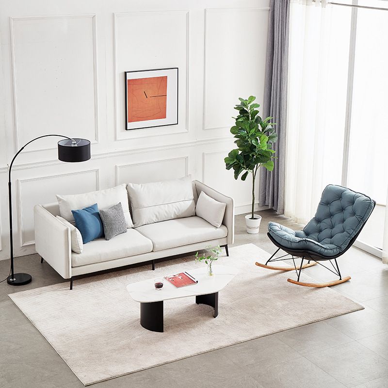 Contemporary Faux Leather Square Arm Sofa Pillow Back Couch with Metal Legs Clearhalo 'Furniture' 'furniture_sofas' 'Living Room Furniture' 'Sofa' 'sofas' 1200x1200_b9aefdc7-ad71-4a2c-bda1-bd3ad55806ca