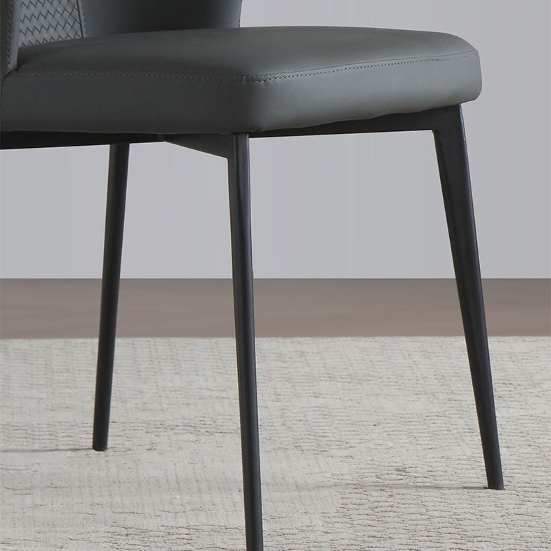 Sillas de comedor de cuero minimalistas sólidos sillón de comedor sin brazo