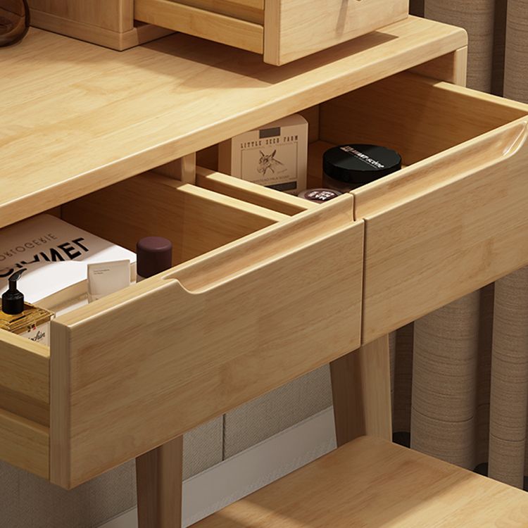 Scandinavian Vanity Makeup Table Set Rubberwood Dressing Table Stool Set Clearhalo 'Bedroom Furniture' 'furn' 'furn_makeup_vanities' 'Furniture' 'Makeup Vanities' 'makeup_vanities' 1200x1200_b9b08f50-fdc7-4ef3-8d96-5999ae61ae20