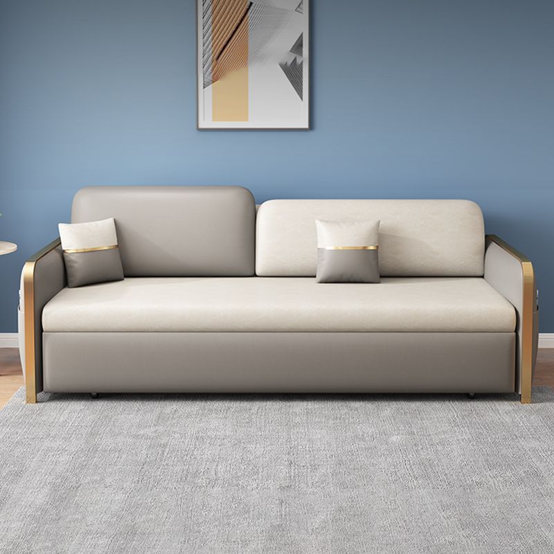 Moderno divano braccio quadrato da 33,4 "h in pelle finta per soggiorno