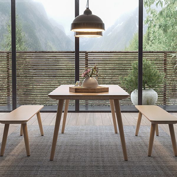 Contemporary Kitchen Khaki Dining Table Solid Wood Rectangle Dining Table with 4 Legs Base Clearhalo ' dining_table' 'Dining Tables & Seating' 'Dining Tables' 'furn' 'furn_dining_table' 'Furniture' 'furniture_dining_table' 'Kitchen & Dining Furniture' 'kitchen&dining_furn' 'kitchen' 'kitchen_dining_table' 1200x1200_b9b27b8c-1c26-40f8-8225-4c2ecc1d194d