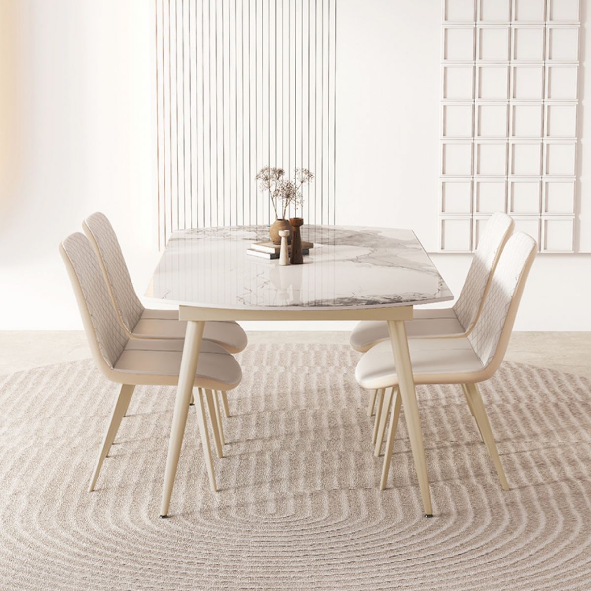 Round Modern Dining Table for Kitchen White Dinette Table with Metal Legs Clearhalo 'Dining Tables & Seating' 'Dining Tables' 'dining_table' 'furn' 'furn_dining_table' 'Furniture' 'Kitchen & Dining Furniture' 1200x1200_b9b42b80-1357-47cf-b986-af52bbf110a5