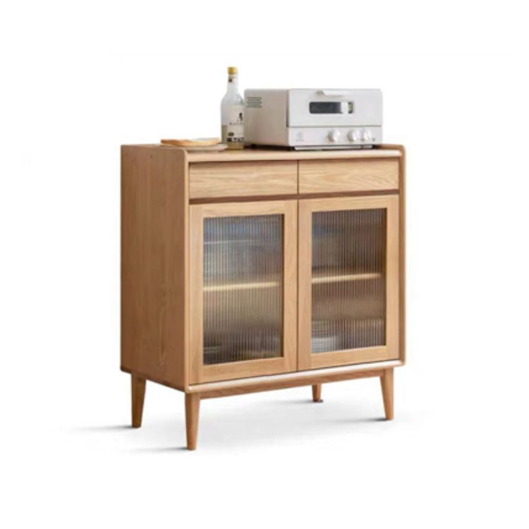 Moderno piste da esposizione in vetro a buffet di pino per soggiorno per soggiorno