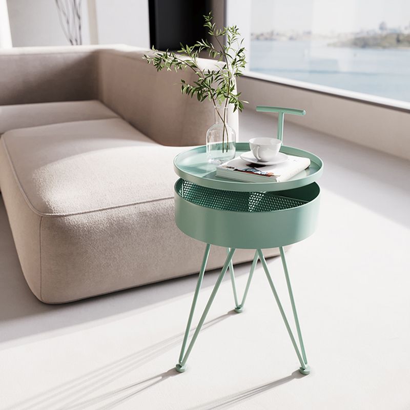 Contemporary Iron Simple Sofa Side Accent Table Macaron 3 Legs End Table with Storage Clearhalo 'Coffee & Accent Tables' 'End & Side Tables' 'end_side_tables' 'furn' 'furn_end_side_tables' 'Furniture' 'Living Room Furniture' 1200x1200_b9b67cc1-7f05-4aab-9511-19b659d0b022