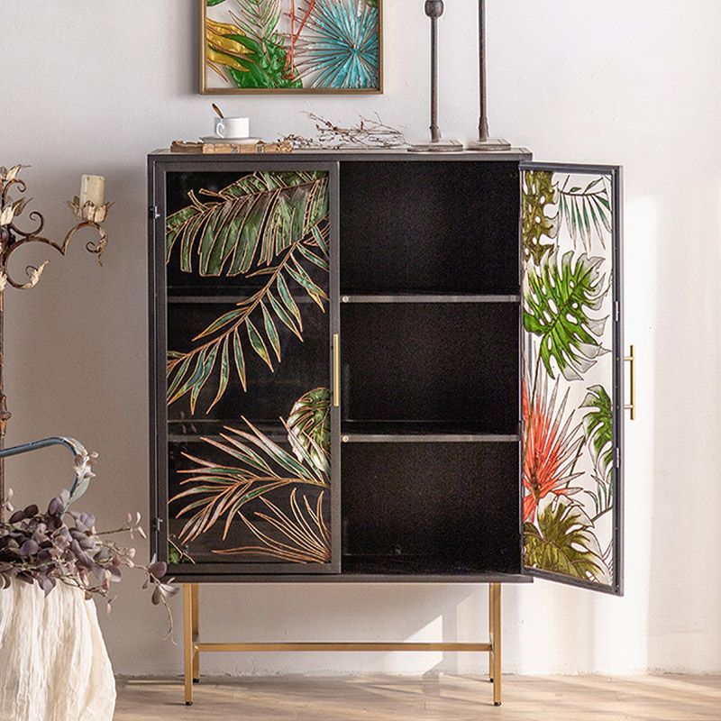 Glam Glass Door Sideboard Engineered Wood Side Board for Kitchen Use Clearhalo 'buffet_sideboard' 'Buffets & Sideboards' 'furn' 'furn_buffet_sideboard' 'Furniture' 'Kitchen & Dining Furniture' 1200x1200_b9b72e62-cce1-494c-8d64-f88dd46a35b2