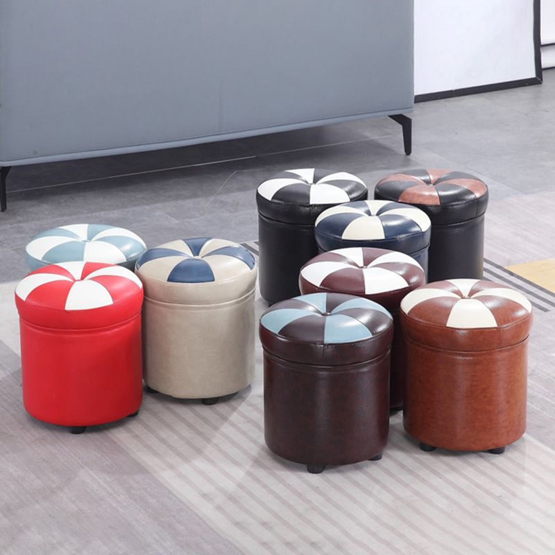 Modern Pouf Ottoman Faux Leather Tufted Geometric Printed Cylinder Shape Ottoman Clearhalo 'furn' 'furn_ottomans_poufs' 'Furniture' 'Living Room Furniture' 'Ottomans & Poufs' 'ottomans_poufs' 1200x1200_b9b736e3-5bfd-4a4a-8405-f011fc8728d6