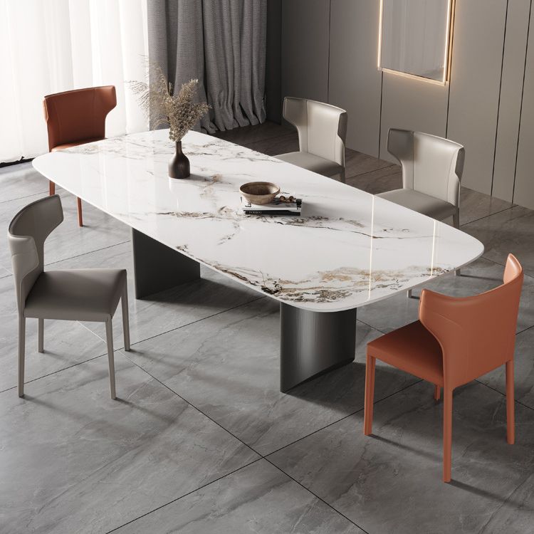 Set di tavoli da pranzo bianca lucido 1/4/5/6/7 pezzi glam dinette con sedie in pelle