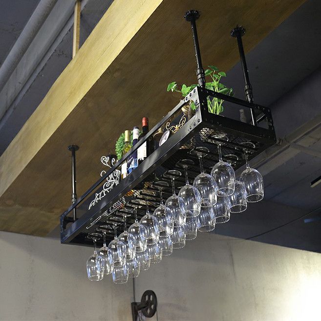 Metal Hanging Wine Holder Rack Modern Style Wine Shelf -47.2"L x 13.8"W x 5.9"H Clearhalo 'furn' 'furn_wine_racks' 'Furniture' 'Kitchen & Dining Furniture' 'Wine Racks' 'wine_racks' 1200x1200_b9bbd50c-5394-467f-8593-5e0ef0fda24f