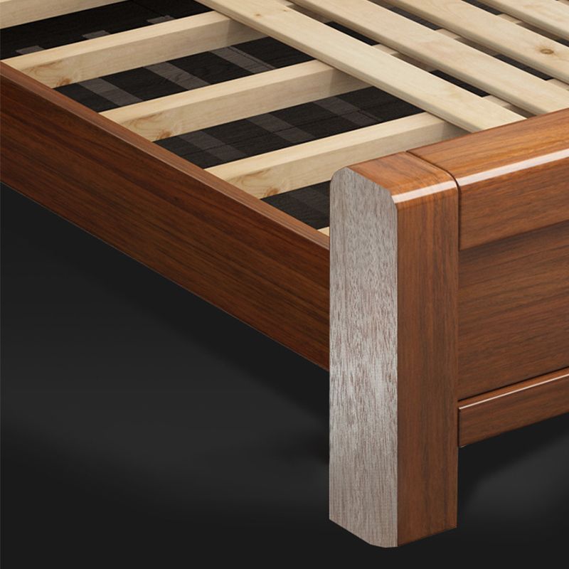 Crame de lit de style traditionnel lit standard en noyer avec tête de lit