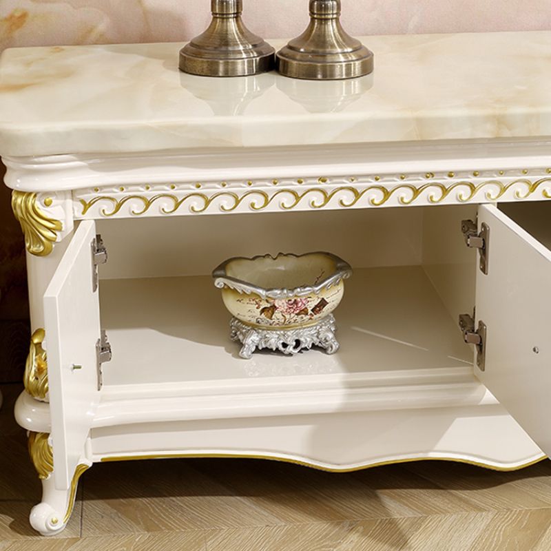 Support multimédia TV moderne Console multimédia TV en marbre avec 2 tiroirs