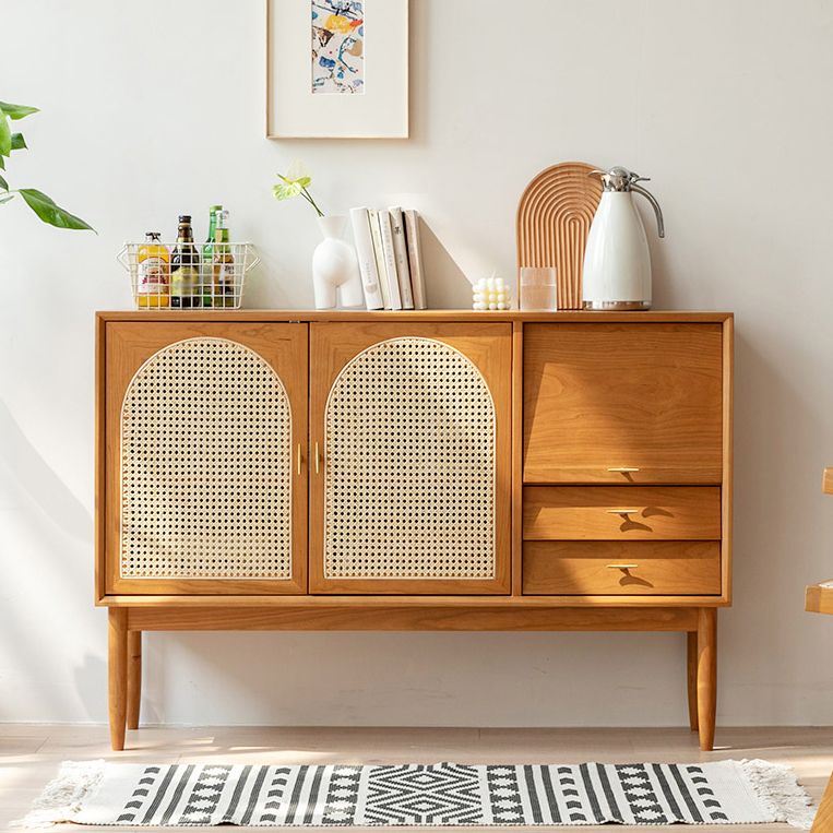 Cajón Pine Wood aparador de estantería ajustable moderna Credenza para sala de estar