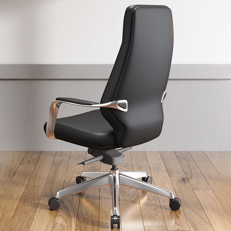 Chaise pivotante en cuir moderne Chaise de bureau ergonomique à bras fixes