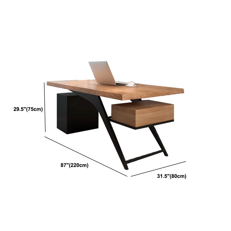 Contemporary Office Desk Rectangular Solid Wood Executive Desks Clearhalo 'furn' 'furn_office_desk' 'Furniture' 'Office Desks' 'Office Furniture' 'office_desk' 1200x1200_b9c4b417-f2bd-4352-9206-9fc29a51a6c0