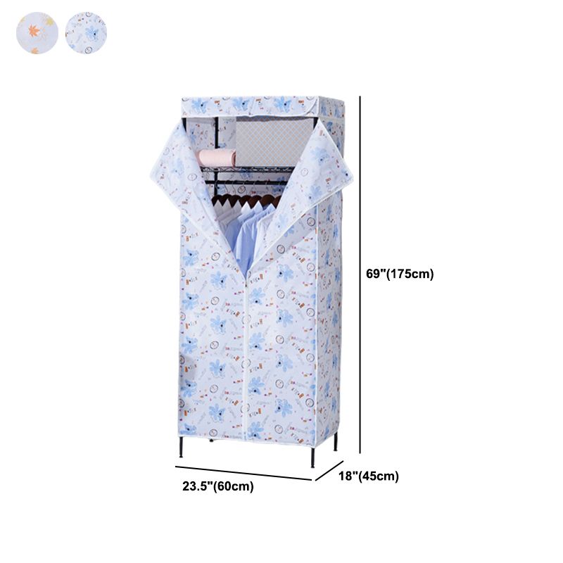 Modern Style Wardrobe Metal 2-Teir Adjustable Shelves Wardrobe Closet Clearhalo 'Armoires & Wardrobes' 'armoires_wardrobes' 'Bedroom Furniture' 'furn' 'furn_armoires_wardrobes' 'Furniture' 1200x1200_b9c4b60b-3364-4cab-873e-95bff923da85