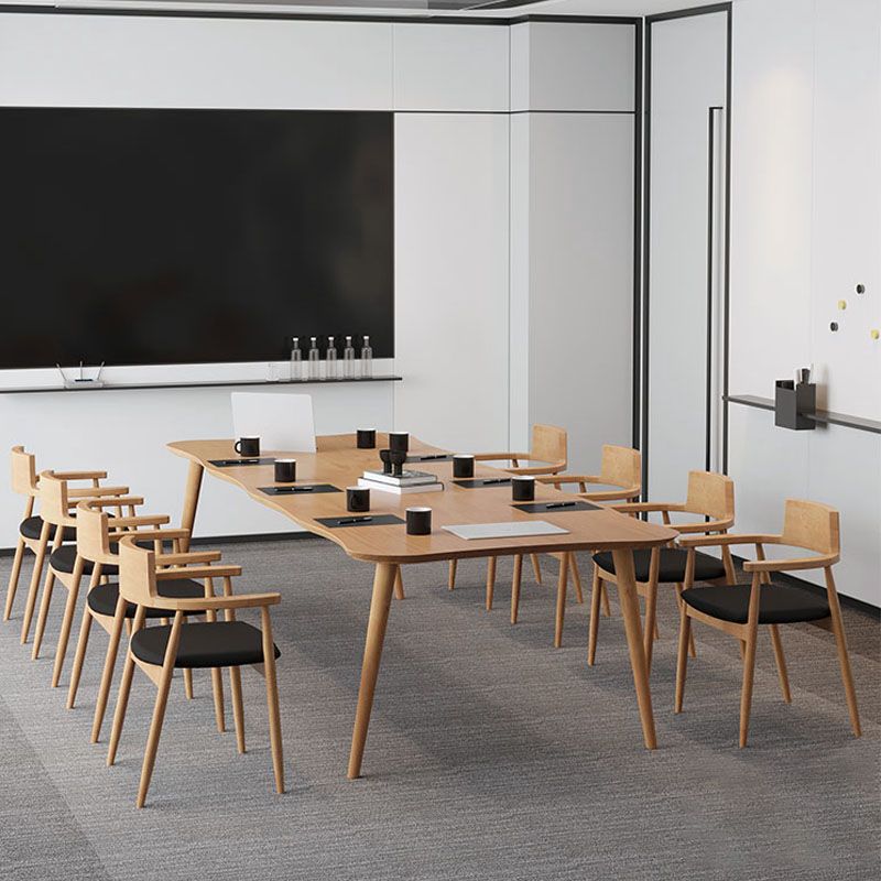 Bureau de bureau en bois de style contemporain Bureau de tâche de forme irrégulière avec 4 jambes