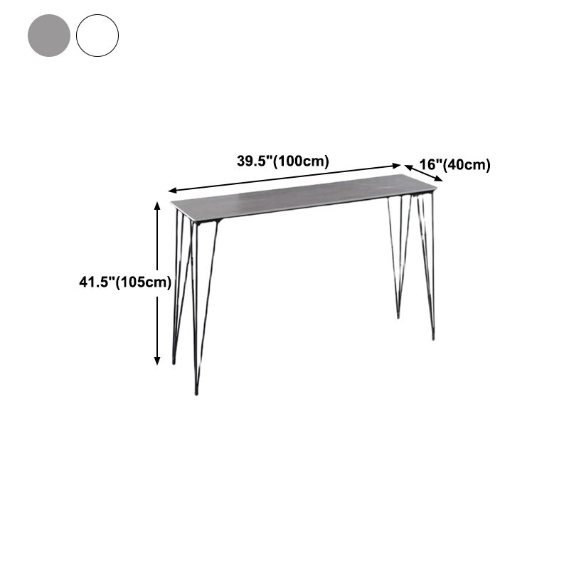 Industrial Black Iron Bar Table Faux Marble Rectangle Top 41.3"H Bistro Table with 4 Legs Clearhalo 'Bar Furniture' 'Bar Tables' 'bar_tables' 'furn' 'furn_bar_tables' 'Furniture' 'furniture_bar_tables' 'Kitchen & Dining Furniture' 1200x1200_b9c6377d-3099-4100-a114-af07d79653a2