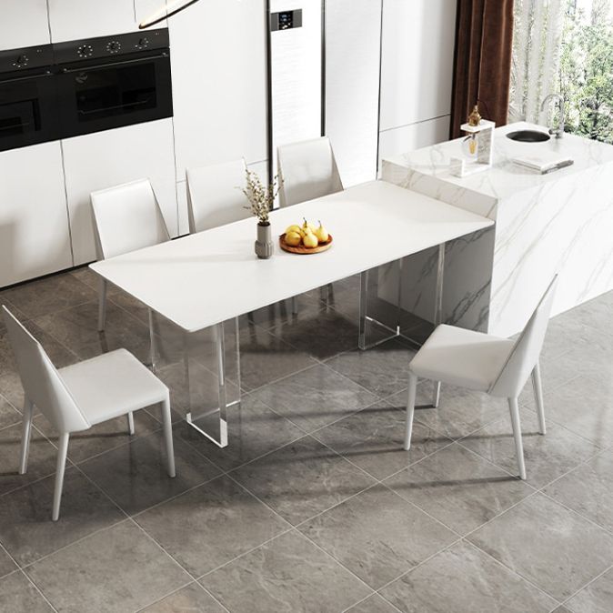 Acrylic Contemporary Rectangular Dining Table Sintered Stone Table with Acrylic base Clearhalo ' dining_table' 'Dining Tables & Seating' 'Dining Tables' 'furn' 'furn_dining_table' 'Furniture' 'furniture_dining_table' 'Kitchen & Dining Furniture' 'kitchen&dining_furn' 'kitchen' 'kitchen_dining_table' 1200x1200_b9c8226b-5e41-4cf7-9d6d-78831ef68490
