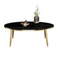 Modern Style Cocktail Table Rock Plate Top Metal Base Round Coffee Table