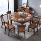 30.7''H Modern Brown Extendable Table Solid Wood Round Dining Table with 4 Legs Base Clearhalo ' dining_table' 'Dining Tables & Seating' 'Dining Tables' 'furn' 'furn_dining_table' 'Furniture' 'furniture_dining_table' 'Kitchen & Dining Furniture' 'kitchen&dining_furn' 'kitchen' 'kitchen_dining_table' 1200x1200_b9ca17fa-5b63-41fc-9757-e4d7d9661a3a