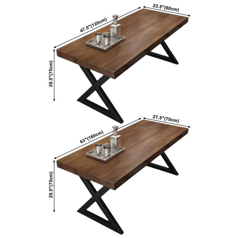 Industrial Solid Wood Dining Table Brown Rectangle Table with Sled Base for Dinning Room Clearhalo ' dining_table' 'Dining Tables & Seating' 'Dining Tables' 'furn' 'furn_dining_table' 'Furniture' 'furniture_dining_table' 'Kitchen & Dining Furniture' 'kitchen&dining_furn' 'kitchen' 'kitchen_dining_table' 1200x1200_b9cb38ce-56a8-4fdf-b0e0-2edb2d5ff1ae