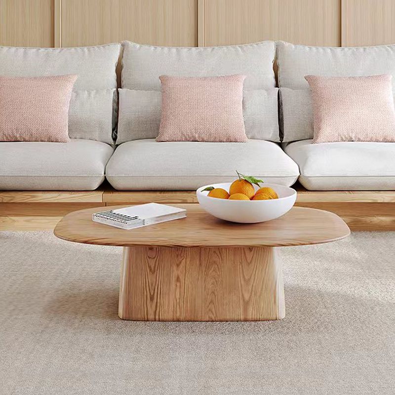 Contemporary Solid Wood Oval Cocktail Table Pedestal Coffee Table Clearhalo 'Coffee & Accent Tables' 'Coffee Tables' 'coffee_tables' 'furn' 'furn_coffee_tables' 'Furniture' 'Living Room Furniture' 1200x1200_b9cc94a0-50fc-4006-a2b0-1993c8f00132