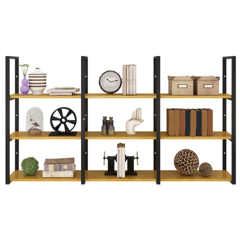 Estantería contemporánea de madera cerrada biblioteca natural flotante