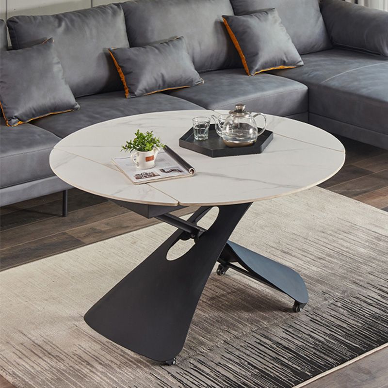 Glam Adjustable Height Coffee Table Slate Cross Legs Cocktail Table Clearhalo 'Coffee & Accent Tables' 'Coffee Tables' 'coffee_tables' 'furn' 'furn_coffee_tables' 'Furniture' 'Living Room Furniture' 1200x1200_b9cf734e-72fe-48b2-be93-9c3af8ee877d