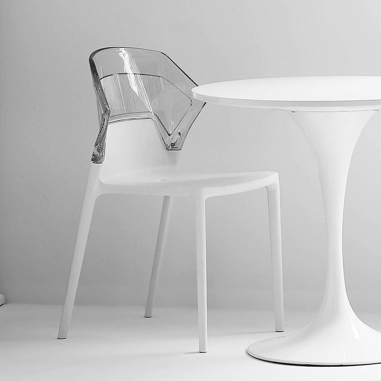 Moderne eetkamer wingback wingback armloze plastic stapel eetkamerstoel