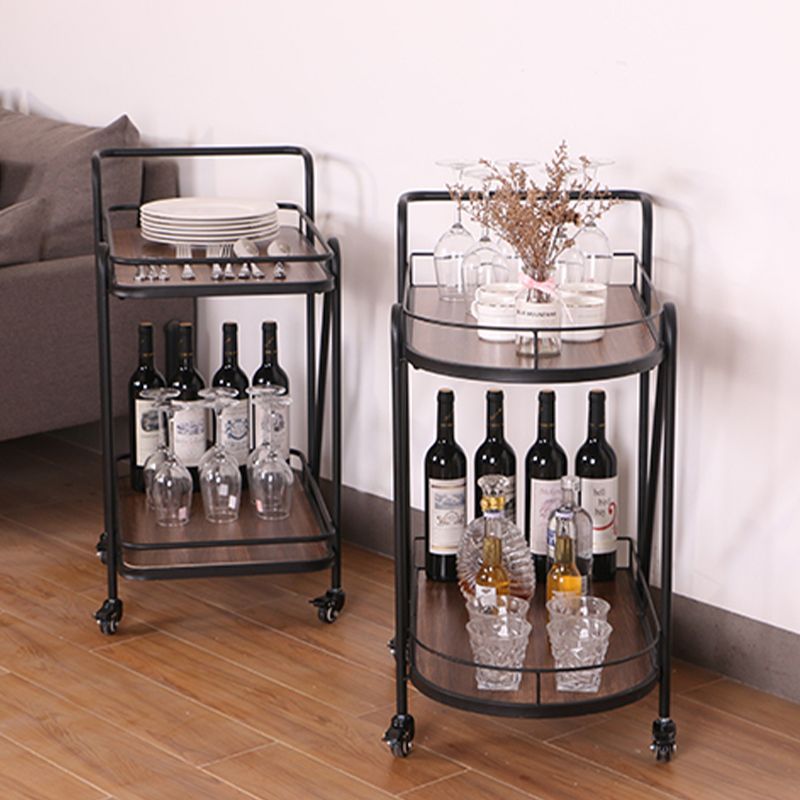 Modern 31.1"H Rolling Prep Table Metal Prep Table with Open Storage